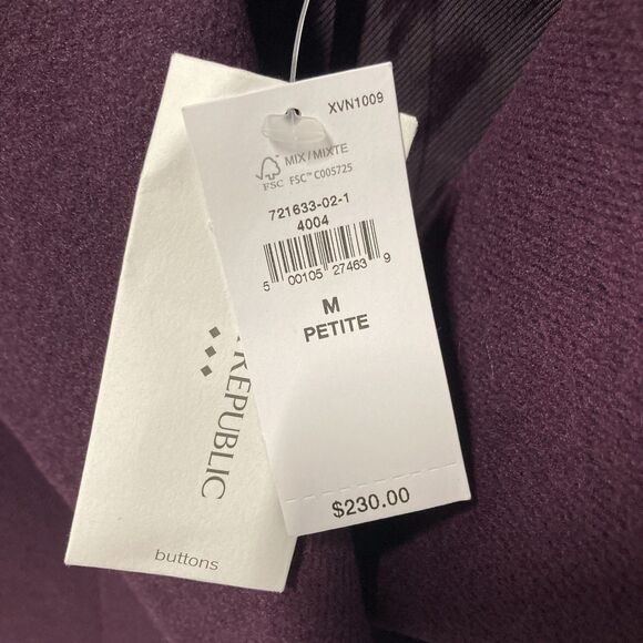 Banana Republic Classic Coat Pinot Noir Double Breasted Medium Petite NWT - Picture 6 of 15